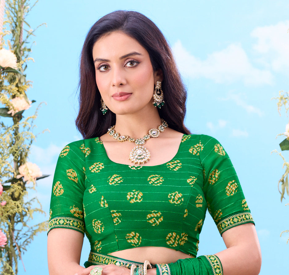 Laxmipati Jhula Green Chiffon Floral Printed Saree