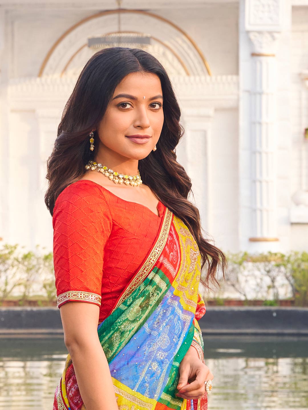 Laxmipati Ghazal Multicolor Chiffon Floral Printed Saree
