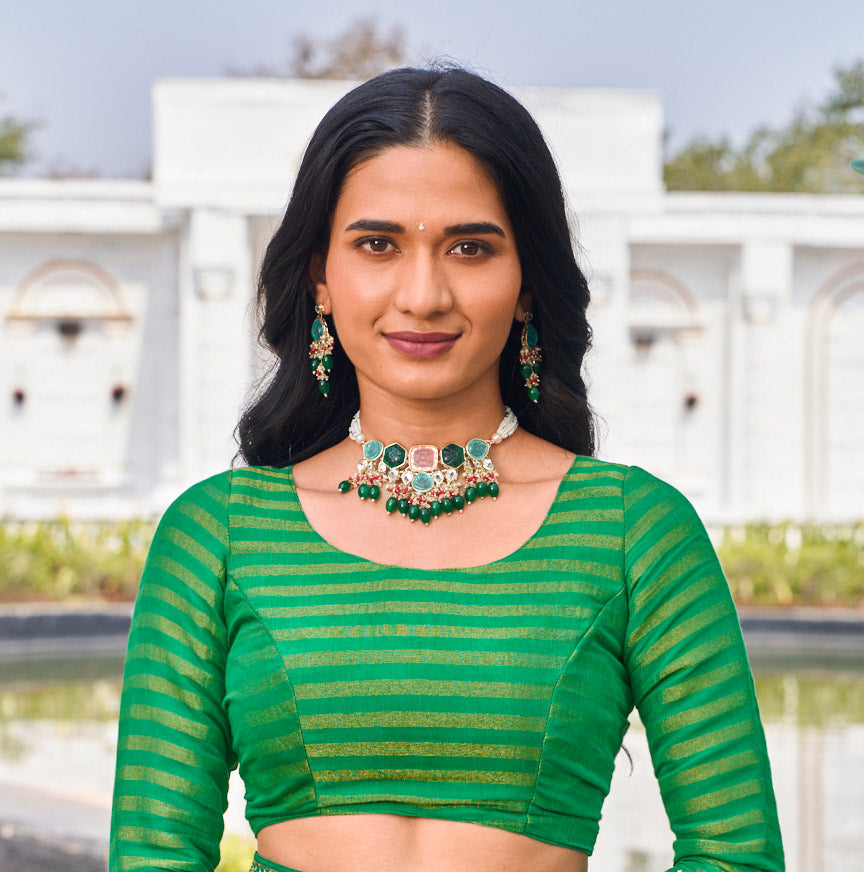 Laxmipati Ghazal Green Chiffon Floral Printed Saree