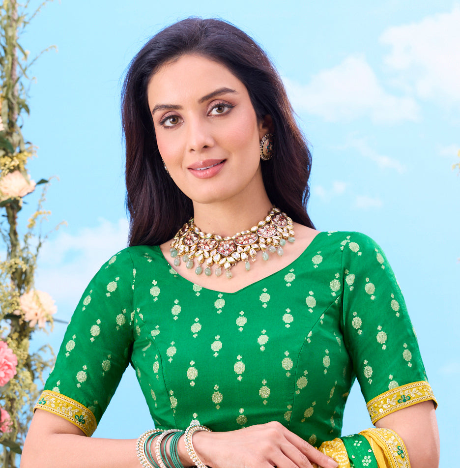 Laxmipati Jhula Green Chiffon Floral Print Printed Saree