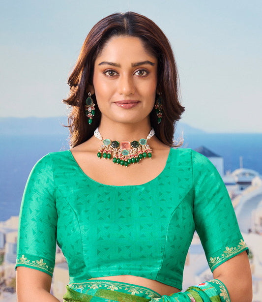 Laxmipati Nazar Green Chiffon Floral Printed Saree